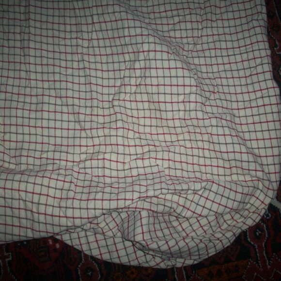 RALPH LAUREN VINTAGE Brown Red Check TWIN FITTED SHEET 100% Cotton, has flaws - Picture 2 of 11